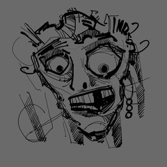 Abstract face. Abstract image for printing. Picture for modern interiors. The picture is painted by hand on a tablet. © neurostructure