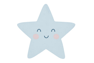 Cute happy blue star cartoon smiling face