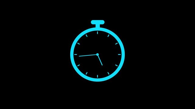 Stop watch or clock icon on white background. Clock timer with moving arrows and loop time lapse animation. Motion graphics of timer concept