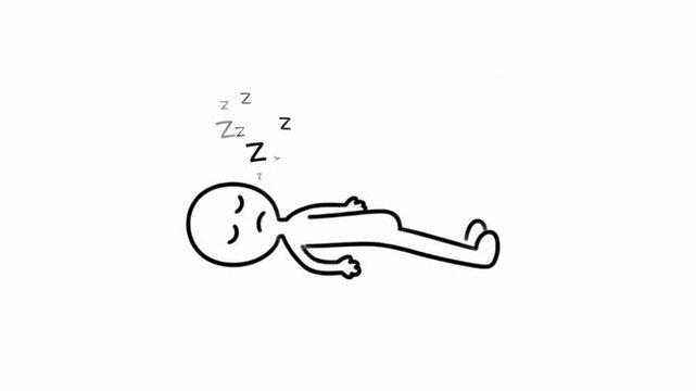 stick figure illustration of a person asleep. on white background