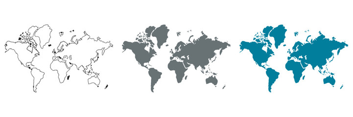Obraz premium Map world vector, country, earth globe, global geography, political boundaries, international nations, cartography, atlas, infographic, education, navigation, design, illustration, template