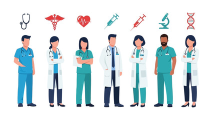 Healthcare Professionals in Unity: A diverse and skilled group of healthcare workers stands together, symbolizing care and expertise. Showcasing dedication, compassion, and the pursuit of well-being. © Karima