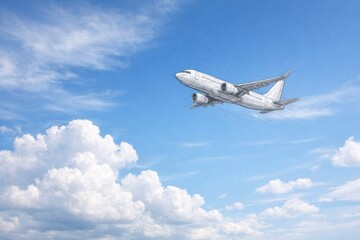 Hand-Drawn Airplane Flying in a Real Sky