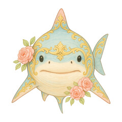 Fototapeta premium PNG Whimsical ornate shark illustration