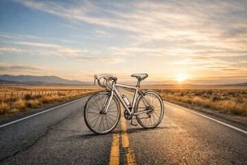 Freedom as a Pencil Sketch Bicycle on an Open Road