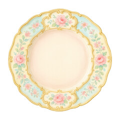 Fototapeta premium PNG Elegant floral vintage plate illustration.