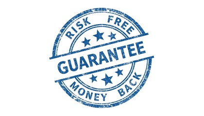 Obraz premium A blue guarantee stamp on a white background, symbolizing risk-free and money-back policies.