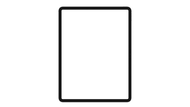 Front view simple tablet mockup with blank screen PNG. Vertical template for app presentation and web design.