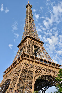 Eiffel Tower, Extreme Low Angle Shot in Strong, Warm Sunlight
