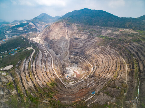 Grand Open-Pit Mining Canyon in Asia - Aerial Photography
