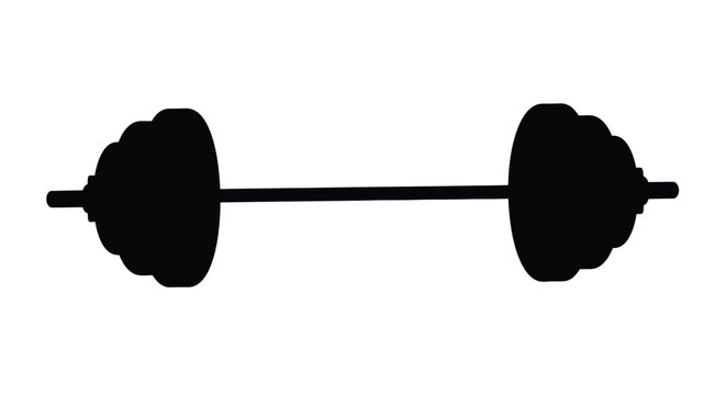 A black silhouette of a barbell for weightlifting and fitness