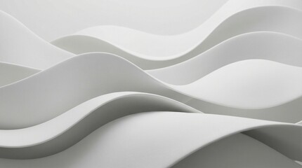 Obraz premium Layered white and gray abstract waves, minimalist and flowing.