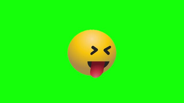 3D emoji icon set pack 2 featuring multiple facial expressions on a green screen for video editing