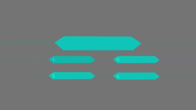 Abstract concept Four Magenta Teal Arrows With Numbers 1234 On Gray Background.4k video animation. 