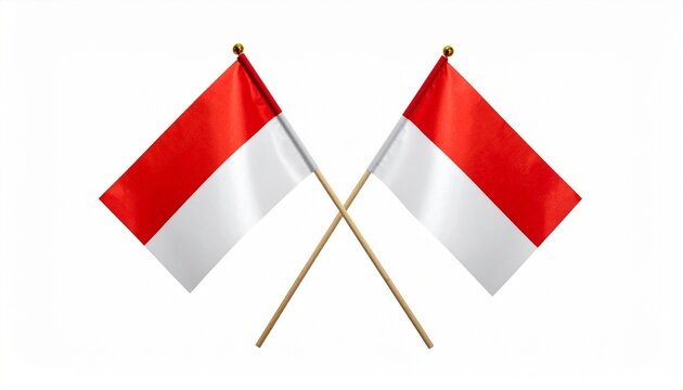 "Crossed flags with red and white bands, symbolizing national identity and cultural representation."
