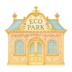 Fototapeta premium PNG Charming vintage eco park illustration.
