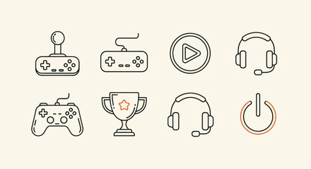 Gaming icons controller headset play button