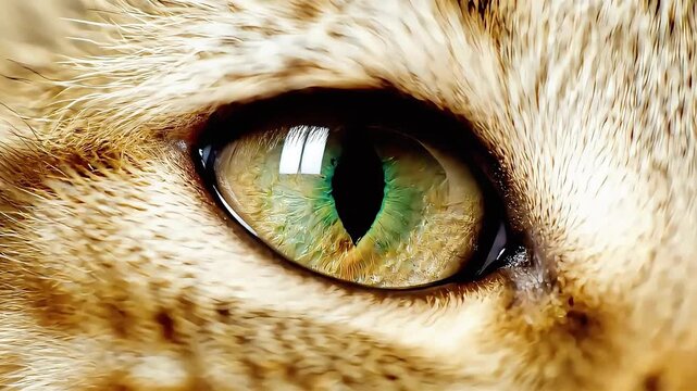 Close-up of a Cat's Green and Golden Eye with Vertical Pupil