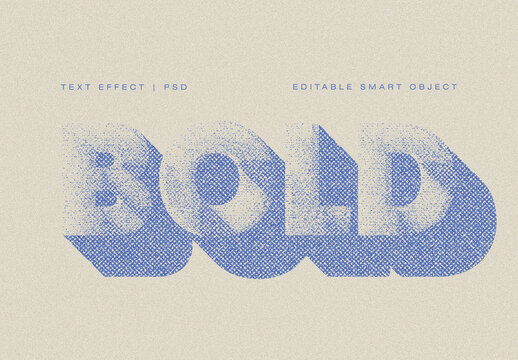 Bold 3D Grainy Halftone Text Effect