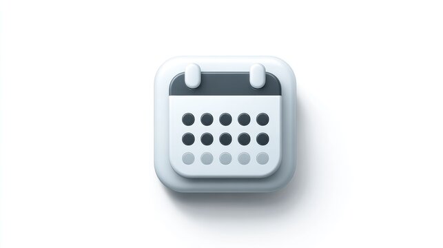 Calendar icon, digital calendar, date planner, schedule symbol isolated on White Background