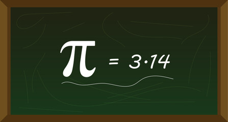 Pi Equals 3.14 written on chalkboard