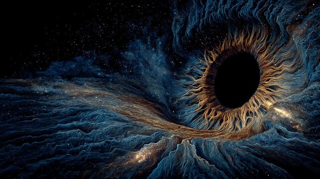 god-like entity absorbing galaxies into a vortex of dark energy, infinite void eyes, immense cosmic power visualized, hyper-realistic fine art, cinematic depth, 32K resolution, 