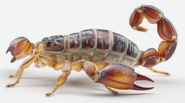 ultra realistic 3D baby scorpion, shiny segmented shell, small claws