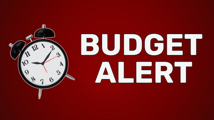 4K 3D Video Animation Alarm Clock with Budget Alert Text, Financial Announcement Deadline and Economic Policy Concept on Soft Blue Background