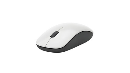 Wireless computer mouse in white and black, isolated on transparent background