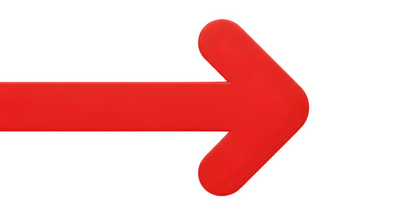 Red 3d arrow pointing right isolated on transparent background