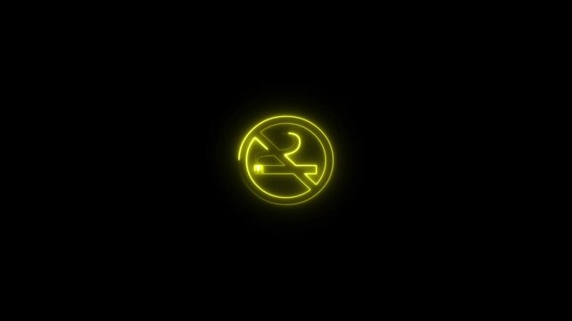 Animation of smoking prohibition mark on black background. 4k video