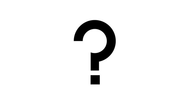 Minimalist, black, question, mark, animation, on, white, background, perfect, for, FAQ, sections, help, centers, curiosity, themes, and, professional, video, presentation, overlays.
