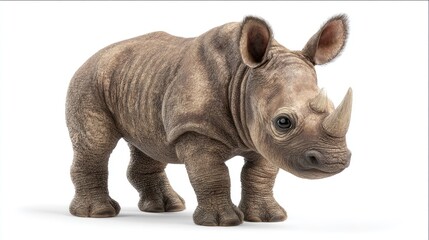 Fototapeta premium Rhino, toy rhinoceros, brown figurine, animal replica isolated on White Background