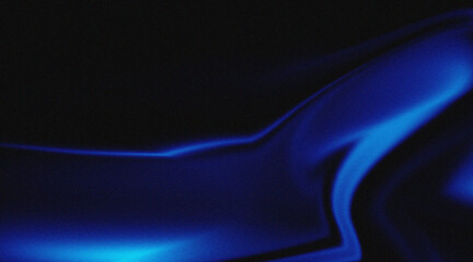 A close-up view of a glowing blue river winding through a dark landscape