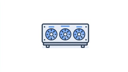 Fototapeta premium Industrial, air, conditioning, unit, blue isolated on White Background