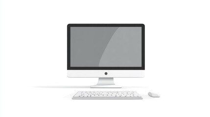 Fototapeta premium Computer desktop with keyboard and mouse on transparent background