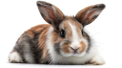 Fototapeta premium Cute rabbit on white background, isolated animal portrait