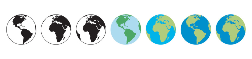 Naklejka premium Earth globe planet Earth designs, vector illustration, global map icons, modern minimal styles, geography concept, infographic elements, education science world