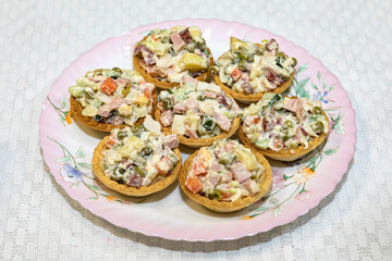 Tartlets with Russian salad
