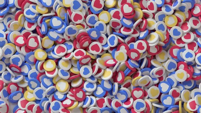 Social Media Likes Explosion representing likes, engagement, and online popularity. 3D render animation