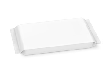 Fototapeta premium Realistic flow packaging mockup for bars, candies, waffles. Vector illustration isolated on white background. Easy to use for your design. EPS10.