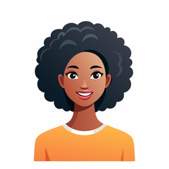 Portrait stylis&eacute; souriant &ndash; femme afro en illustration num&eacute;rique