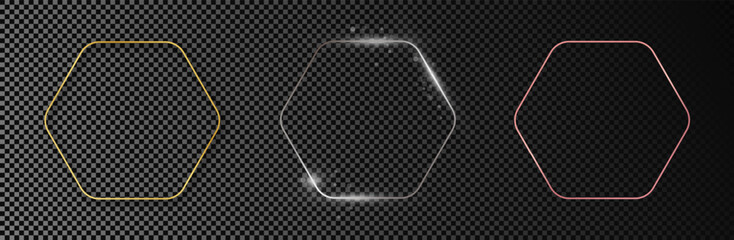 Set of three rounded hexagon frames