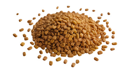 Fenugreek seeds pile isolated image on transparent