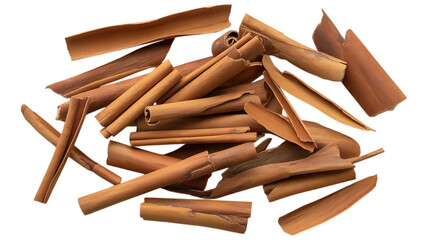 Broken cinnamon sticks isolated image on transparent background