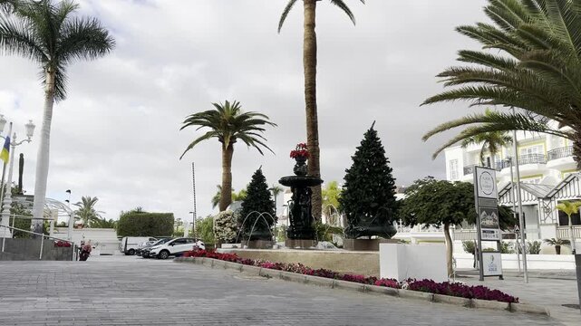City Fountain in Costa Adeje Tenerife During Winter