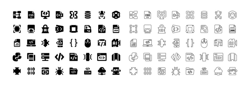 Programming languages code icons vector collection