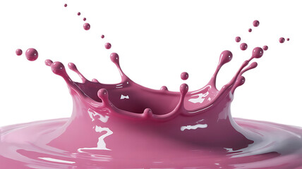 Dynamic viscous creamy light pink liquid splash effect image isolated on transparent background