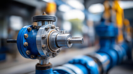 Fototapeta premium Blowout preventer large valve at wellhead installation, industrial safety equipment for oil and gas operations, critical well control device with massive valve mechanism, energy