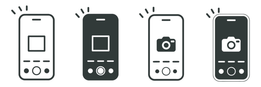 Take photo icon, camera signs, photography flash symbol, phone picture symbols, photocamera icons, black color, vector illustration, digital, UI, design, media